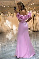 Load image into Gallery viewer, Glitter Pink Floral Mermaid Long Prom Dress With Slit