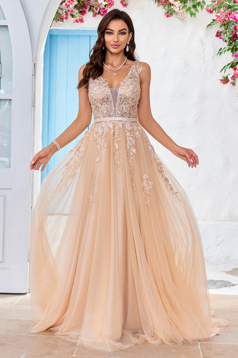 Light pink and outlet gold prom dresses
