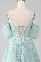 Load image into Gallery viewer, Mint Ball-Gown Off The Shoulder Beaded Prom Dresses With Appliques