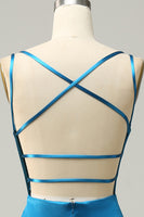 Load image into Gallery viewer, Peacock Blue Mermaid Backless Long Prom Dress