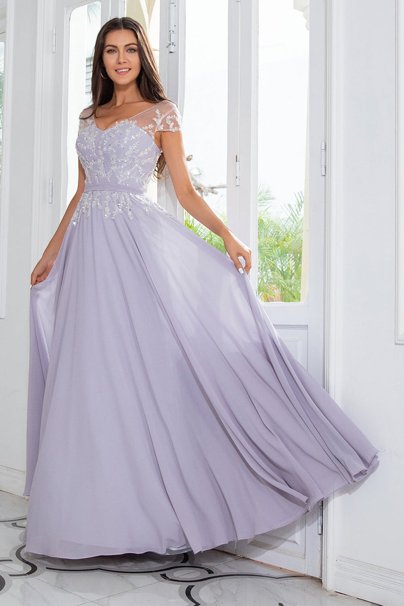 Load image into Gallery viewer, Grey Chiffon Mother of the Bride Dress with Beading