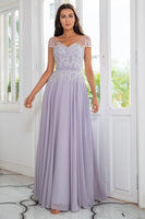 Load image into Gallery viewer, Grey Chiffon Mother of the Bride Dress with Beading