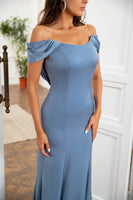 Load image into Gallery viewer, Mermaid Grey Blue Mother of the Bride Dress