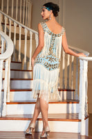 Load image into Gallery viewer, Blue Apricot Gatsby 1920s Dress with Sequins and Tassels