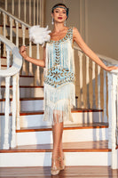 Load image into Gallery viewer, Blue Apricot Gatsby 1920s Dress with Sequins and Tassels