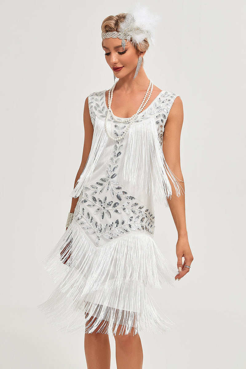 Load image into Gallery viewer, Black Gatsby 1920s Flapper Dress with Sequins and Tassels