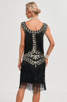 Load image into Gallery viewer, Black Gatsby 1920s Flapper Dress with Sequins and Tassels