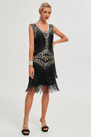 Load image into Gallery viewer, Black Gatsby 1920s Flapper Dress with Sequins and Tassels