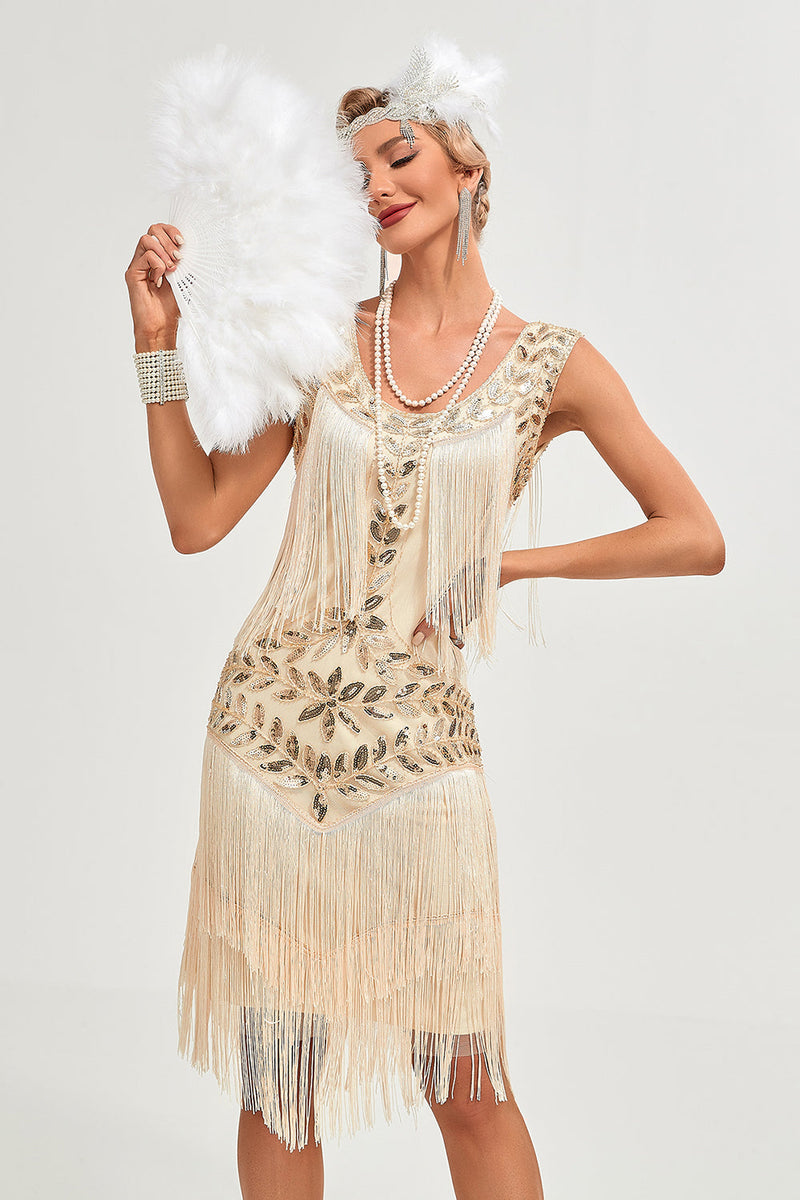 Load image into Gallery viewer, Black Gatsby 1920s Flapper Dress with Sequins and Tassels