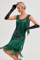 Load image into Gallery viewer, Black Gatsby 1920s Flapper Dress with Sequins and Tassels