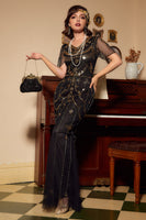 Load image into Gallery viewer, Sequins Dark Green Long 1920s Dress