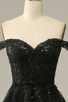 Load image into Gallery viewer, Blue Corset Tiered Lace Prom Dress with Slit