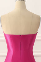 Load image into Gallery viewer, Fuchsia Satin Mermaid Prom Dress with Split Front