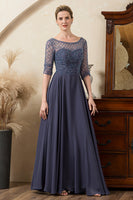 Load image into Gallery viewer, Sparkly Grey Blue Beaded Mother of the Bride Dress