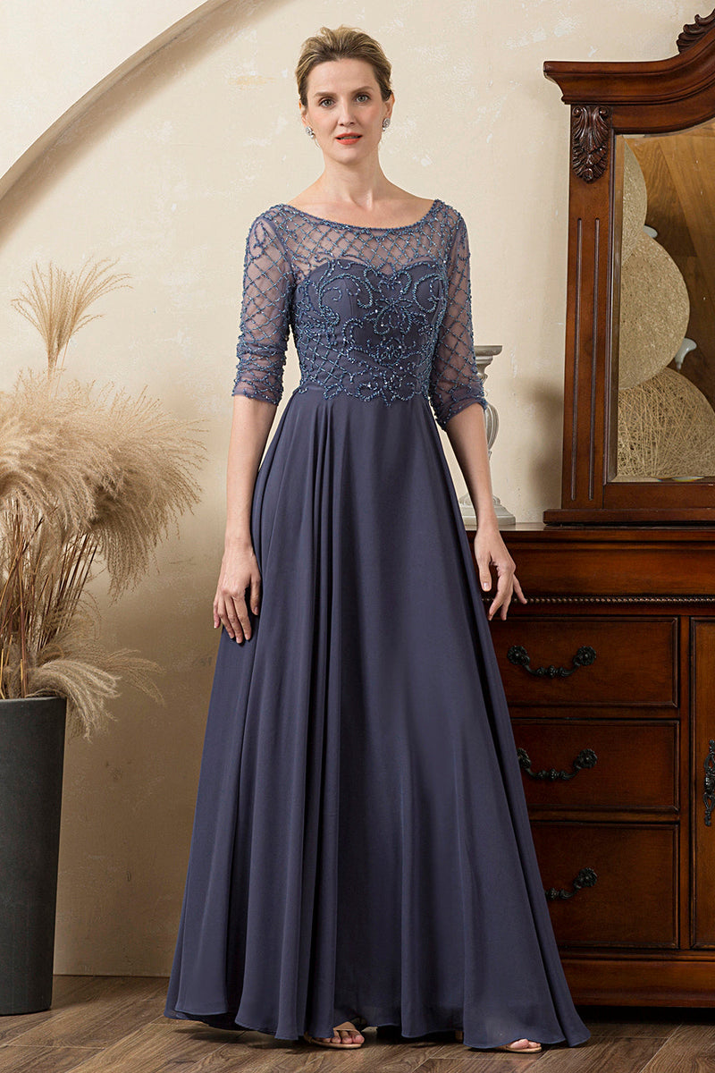 Load image into Gallery viewer, Sparkly Grey Blue Beaded Mother of the Bride Dress