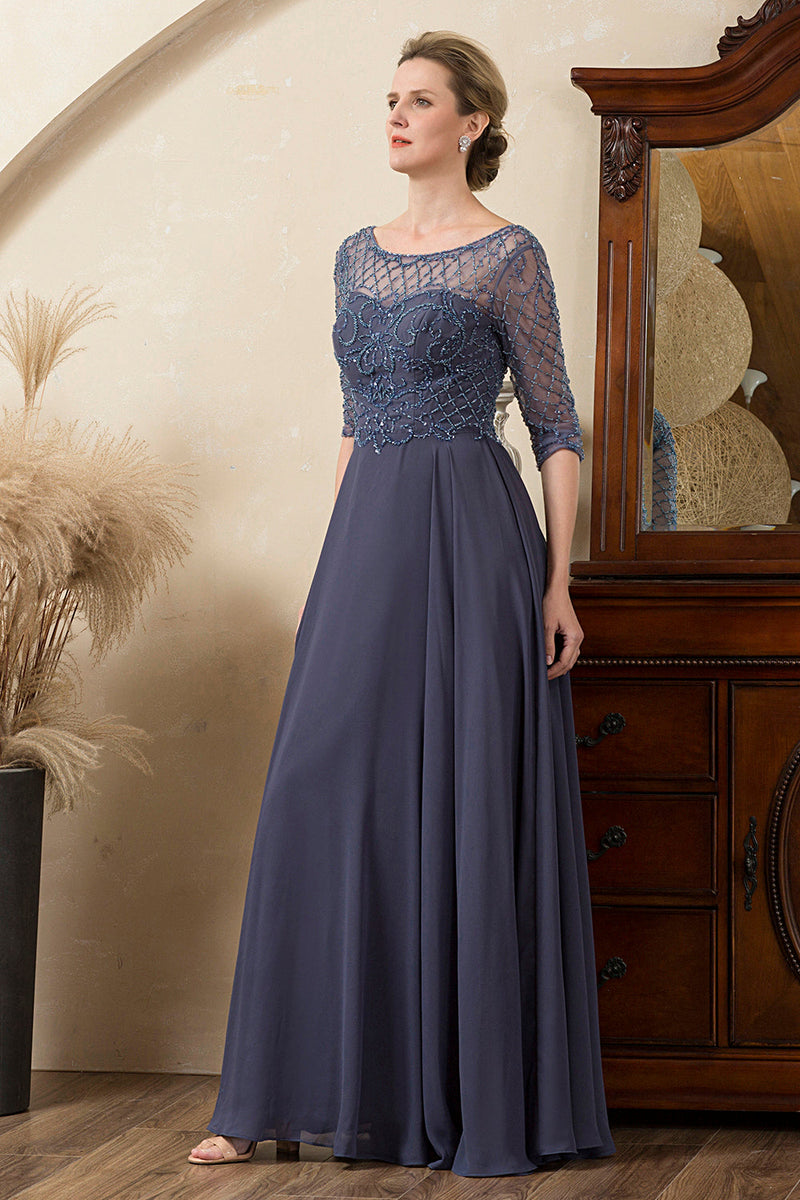 Load image into Gallery viewer, Sparkly Grey Blue Beaded Mother of the Bride Dress