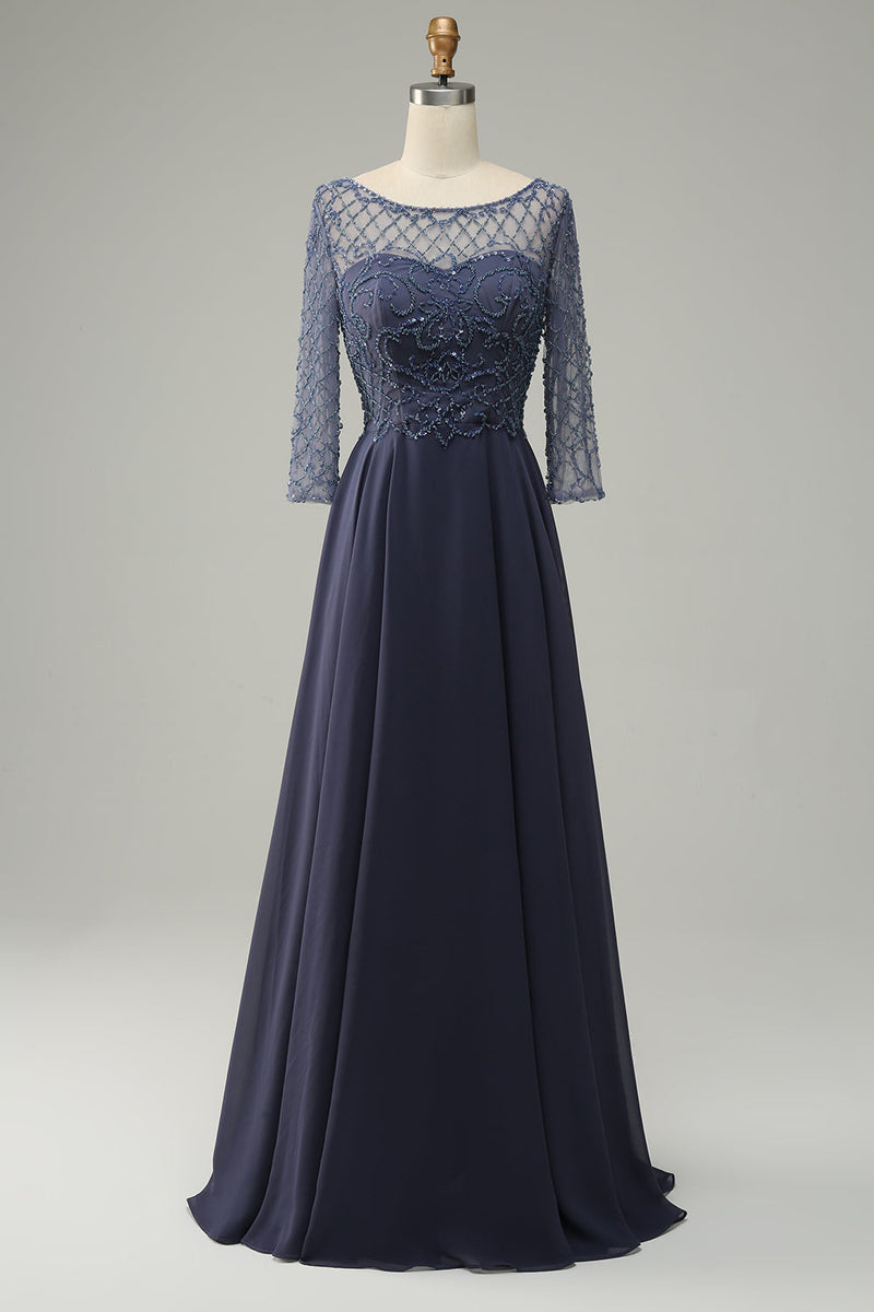 Load image into Gallery viewer, Beading Long Sleeves Mother of Bride Dress