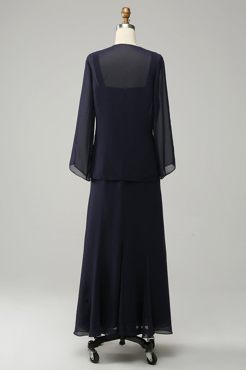 Load image into Gallery viewer, Navy Two Piece Sparkly Beaded Mother of the Bride Dress