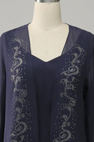 Load image into Gallery viewer, Navy Two Piece Sparkly Beaded Mother of the Bride Dress