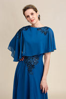 Load image into Gallery viewer, Turquoise Chiffon Mother of the Bride Dress with Lace
