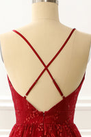 Load image into Gallery viewer, A-Line Spaghetti Straps Burgundy Princess Long Prom Dress