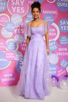 Load image into Gallery viewer, Tulle Sweetheart Purple Long Prom Dress with Ruffles