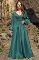 Load image into Gallery viewer, Off the Shoulder Green Plus Size Prom Dress with Ruffles