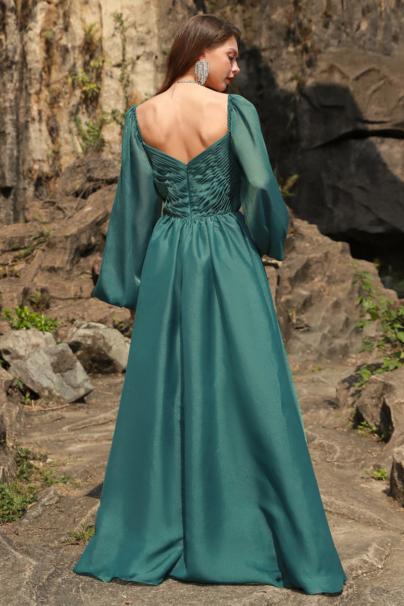 Load image into Gallery viewer, Off the Shoulder Green Plus Size Prom Dress with Ruffles