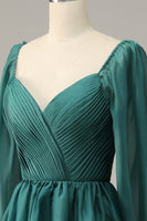 Load image into Gallery viewer, Off Shoulder Long Sleeves Prom Dress with Ruffles