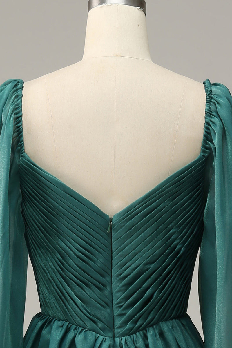 Load image into Gallery viewer, Navy Off Shoulder Long Sleeves Prom Dress with Ruffles