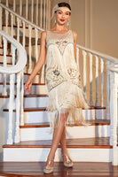 Load image into Gallery viewer, Women's Gatsby Tassels Flapper Dress Sleeveless Champagne Roaring 20s Dress for Party