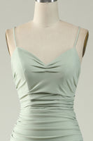 Load image into Gallery viewer, Mermaid Light Green Long Prom Dress with Slit
