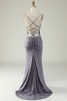 Load image into Gallery viewer, Mermaid Lace-Up Back Black Long Prom Dress