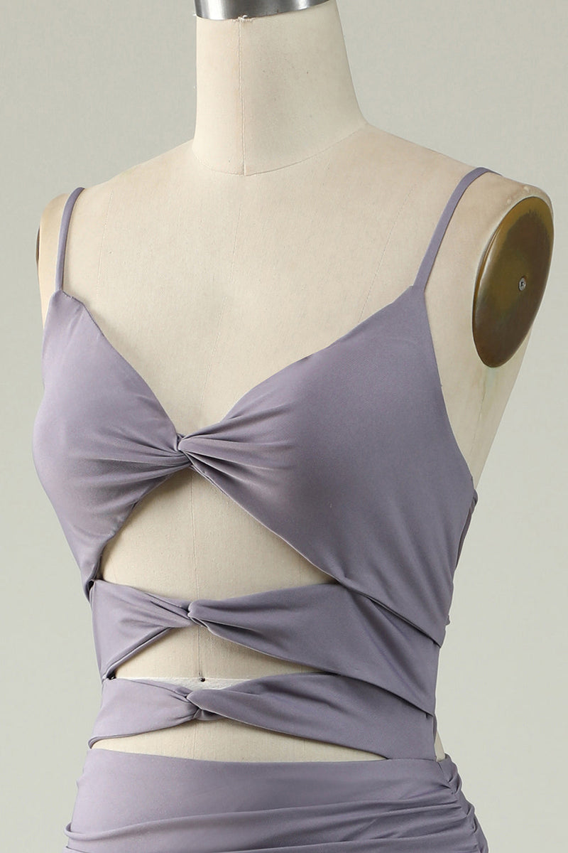 Load image into Gallery viewer, Mermaid Lace-Up Back Grey Purple Long Prom Dress