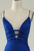 Load image into Gallery viewer, Mermaid Deep V-Neck Royal Blue Long Prom Dress