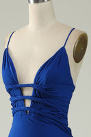 Load image into Gallery viewer, Mermaid Deep V-Neck Royal Blue Long Prom Dress