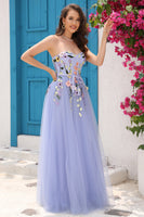 Load image into Gallery viewer, Lavender A Line Sweetheart Prom Dress with Appliques