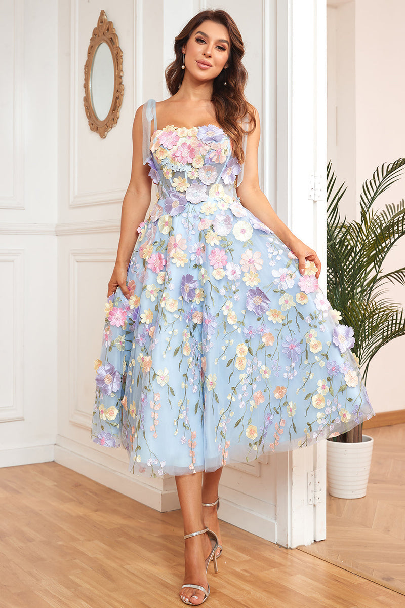 Spaghetti strap sales tea length dress
