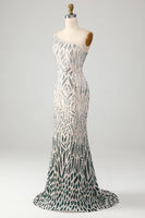Load image into Gallery viewer, Sparkly Mermaid One Shoulder Dark Green Sequins Long Prom Dress