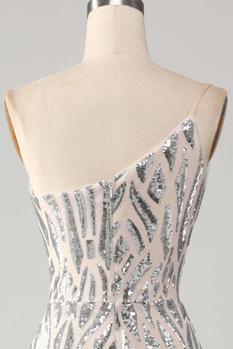 Load image into Gallery viewer, Sparkly Mermaid One Shoulder Dark Green Sequins Long Prom Dress