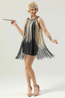 Load image into Gallery viewer, Round Neck Black Fringed 1920's Dress