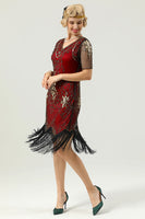 Load image into Gallery viewer, Apricot Beaded Sequin 1920s Dress with Sleeves