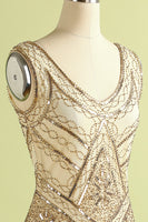 Load image into Gallery viewer, Champagne and Black Sequin Bodycon 1920s Dress