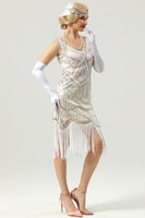 Load image into Gallery viewer, Red and Black Deep V Neck Flapper 1920s Dress