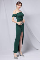 Load image into Gallery viewer, Burgundy One Shoulder Prom Dress with Slit