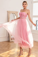Load image into Gallery viewer, Gorgeous A Line Strapless Pink Prom Dress with Appliques
