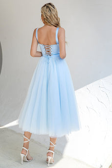 A Line Sweetheart Sky Blue Prom Party Dress