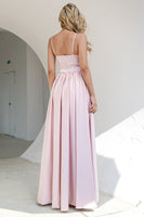 Load image into Gallery viewer, Spaghetti Straps Blush Prom Dress with Slit