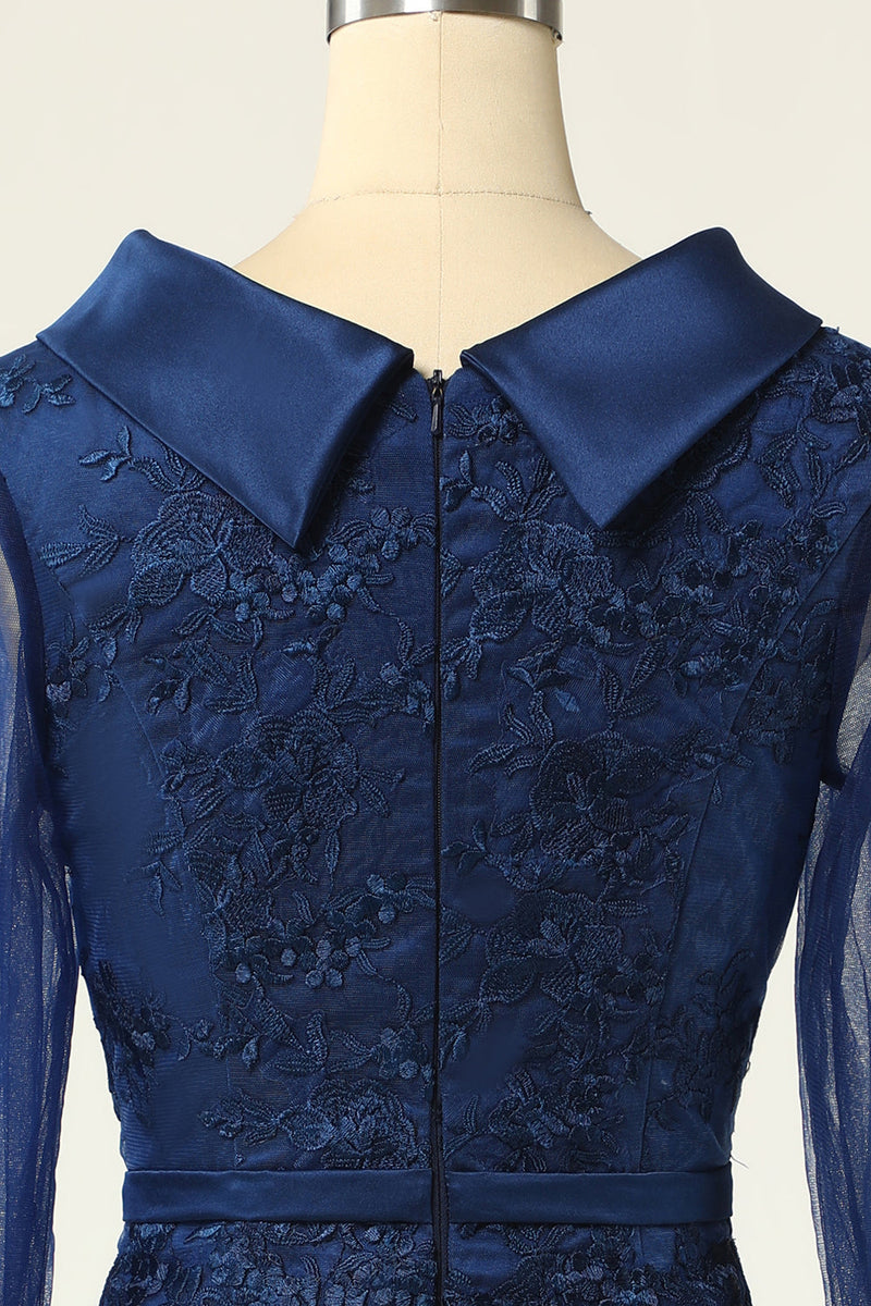 Load image into Gallery viewer, Navy Long Sleeves Bodycon Mother Dress