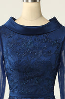 Load image into Gallery viewer, Navy Long Sleeves Bodycon Mother Dress